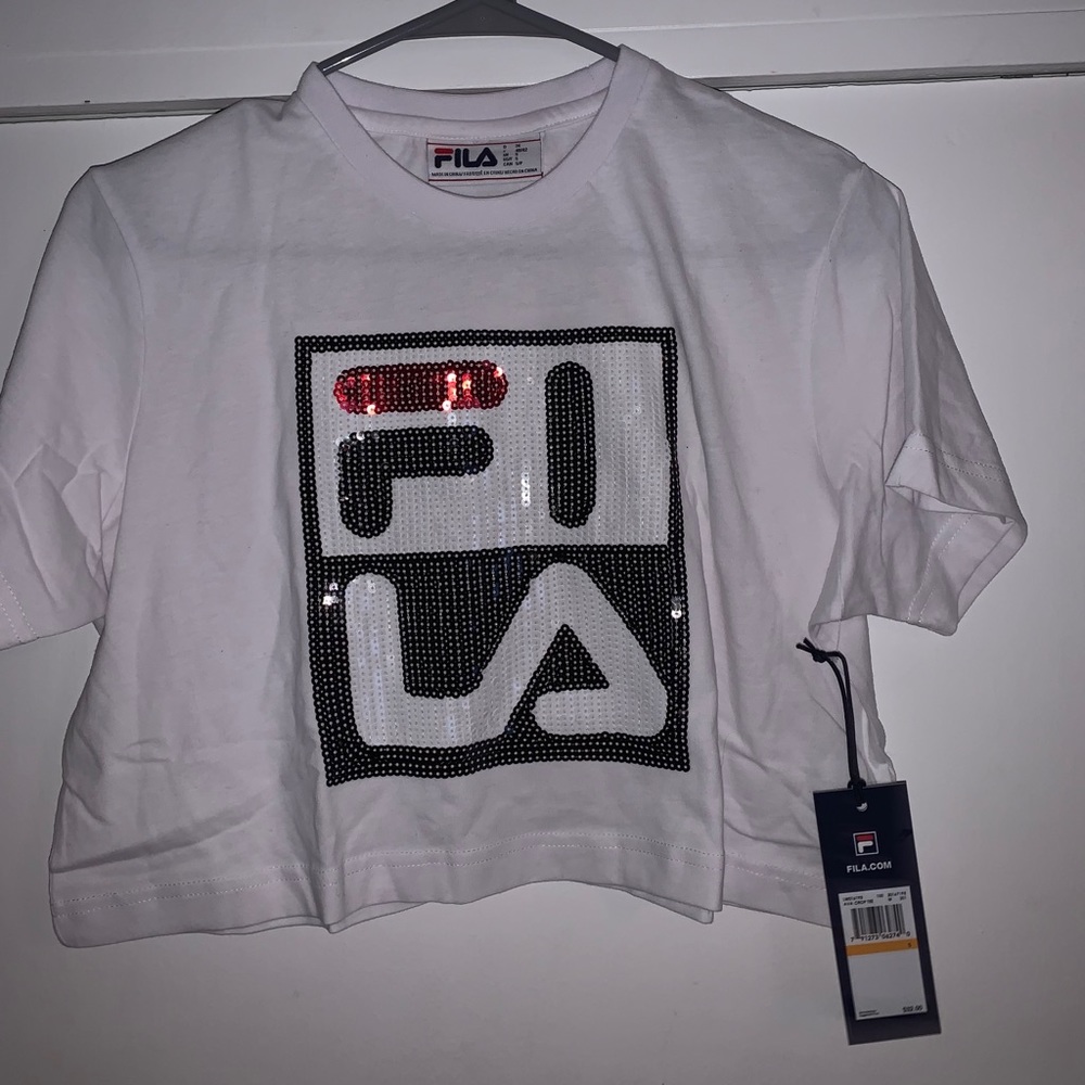 Cropped Fila tee with sequence
